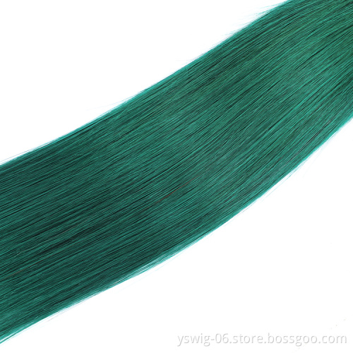 2021 New Arrival Ombre Color 1b/Green# Brazilian Virgin Straight Human Hair Weave Extensions
